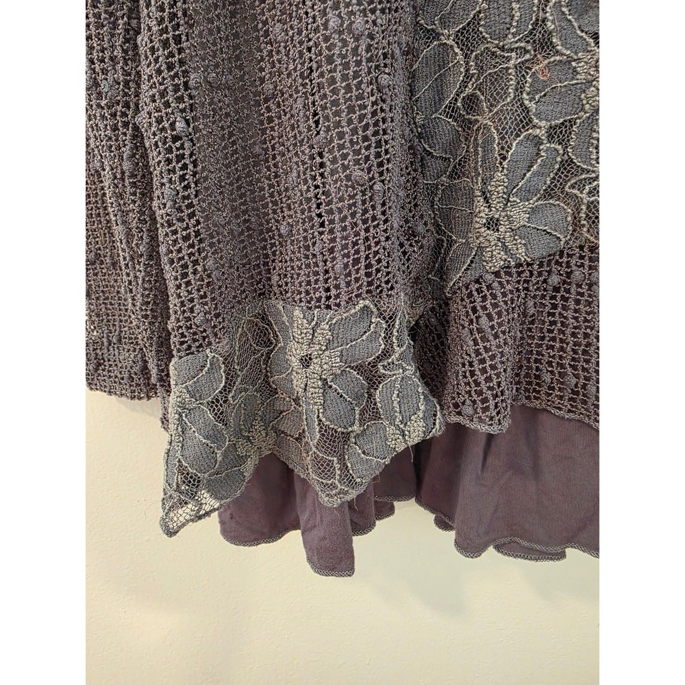 Indigo Soul Whimsigoth Gray Mixed Media Lace Tunic Top Fairy Grunge Boho M - Picture 5 of 12
